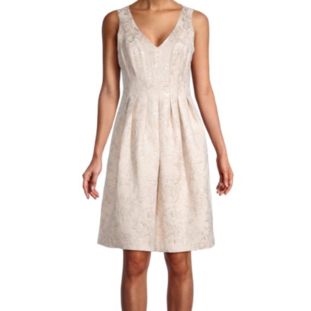 Trina Turk Green Valley Metallic Floral Jacquard Mini Dress 0